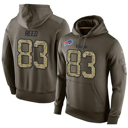 NFL Men's Nike Buffalo Bills #83 Andre Reed Stitched Green Olive Salute To Service KO Performance Hoodie - Click Image to Close